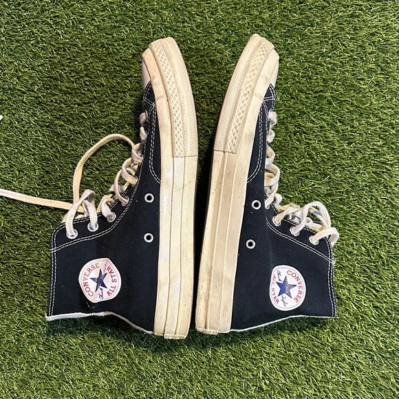 Commes Des Garcons X Converse Black and Cream High-Top Kids Sneakers - Picture 4 of 5